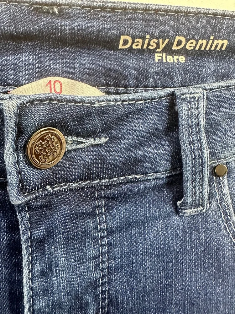 Laurie Felt Los Angeles Jeans Women Sz 10 Blue Flare Frayed Hem 5-Pocket Stretch - Picture 5 of 15